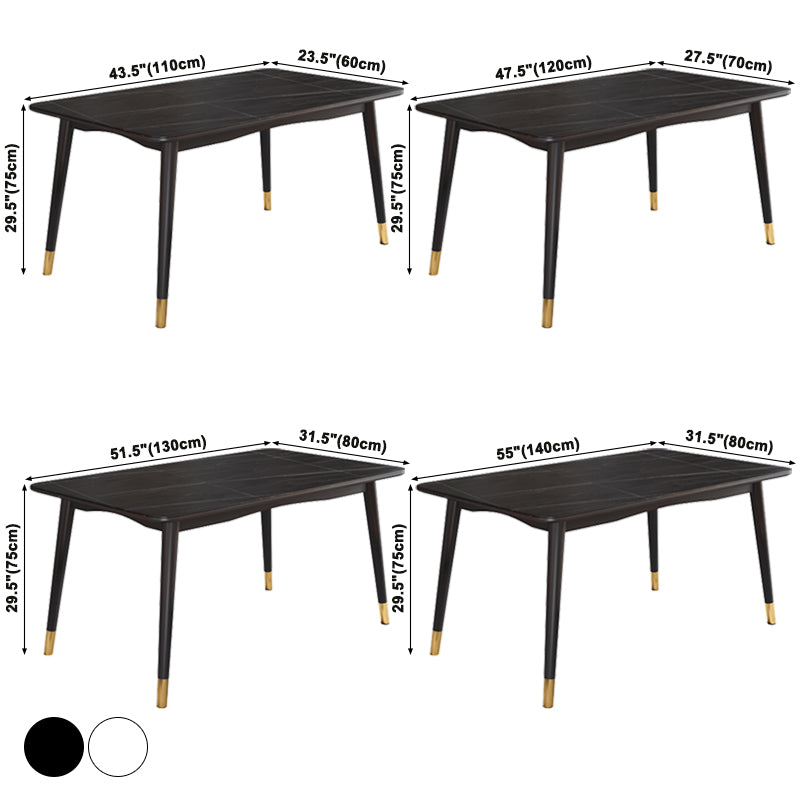 Contemporary Rectangle Dining Room Table Sintered Stone Table with 4 Black Legs Clearhalo ' dining_table' 'Dining Tables & Seating' 'Dining Tables' 'furn' 'furn_dining_table' 'Furniture' 'furniture_dining_table' 'Kitchen & Dining Furniture' 'kitchen&dining_furn' 'kitchen' 'kitchen_dining_table' 3816803