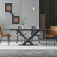 Contemporary Rectangle Dining Room Table Sintered Stone Table with Pedestal Base Clearhalo ' dining_table' 'Dining Tables & Seating' 'Dining Tables' 'furn' 'furn_dining_table' 'Furniture' 'furniture_dining_table' 'Kitchen & Dining Furniture' 'kitchen&dining_furn' 'kitchen' 'kitchen_dining_table' 3816810