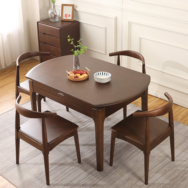 Extendable Rubber Wood Round Table Modern Adjustable Wood Table with 4 Legs Clearhalo ' dining_table' 'Dining Tables & Seating' 'Dining Tables' 'furn' 'furn_dining_table' 'Furniture' 'furniture_dining_table' 'Kitchen & Dining Furniture' 'kitchen&dining_furn' 'kitchen' 'kitchen_dining_table' 3816827