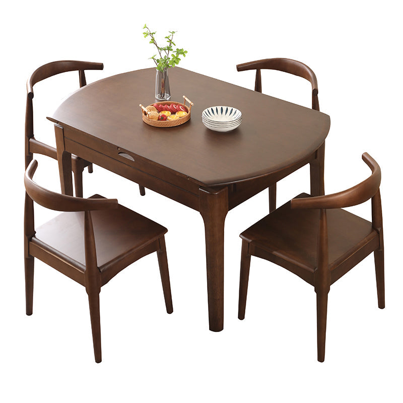 Extendable Rubber Wood Round Table Modern Adjustable Wood Table with 4 Legs Clearhalo ' dining_table' 'Dining Tables & Seating' 'Dining Tables' 'furn' 'furn_dining_table' 'Furniture' 'furniture_dining_table' 'Kitchen & Dining Furniture' 'kitchen&dining_furn' 'kitchen' 'kitchen_dining_table' 3816835