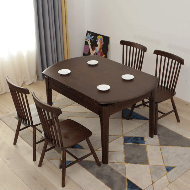 Extendable Rubber Wood Round Table Modern Adjustable Wood Table with 4 Legs Clearhalo ' dining_table' 'Dining Tables & Seating' 'Dining Tables' 'furn' 'furn_dining_table' 'Furniture' 'furniture_dining_table' 'Kitchen & Dining Furniture' 'kitchen&dining_furn' 'kitchen' 'kitchen_dining_table' 3816837