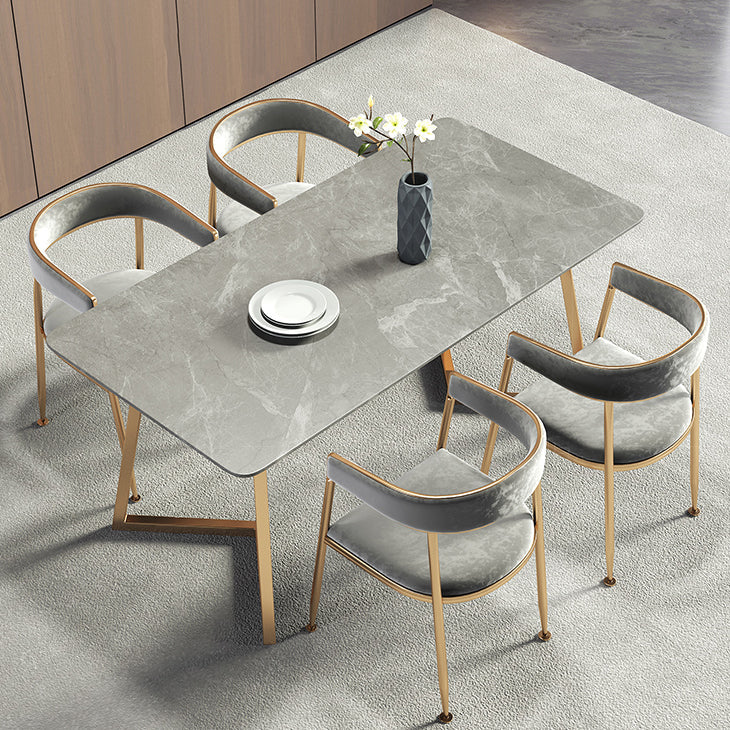 Metal Traditional Luxury Rectangle Table Sintered Stone Table with Sled Base Clearhalo ' dining_table' 'Dining Tables & Seating' 'Dining Tables' 'furn' 'furn_dining_table' 'Furniture' 'furniture_dining_table' 'Kitchen & Dining Furniture' 'kitchen&dining_furn' 'kitchen' 'kitchen_dining_table' 3816848