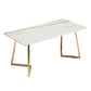 Metal Traditional Luxury Rectangle Table Sintered Stone Table with Sled Base White Without Chairs Clearhalo ' dining_table' 'Dining Tables & Seating' 'Dining Tables' 'furn' 'furn_dining_table' 'Furniture' 'furniture_dining_table' 'Kitchen & Dining Furniture' 'kitchen&dining_furn' 'kitchen' 'kitchen_dining_table' 3816849