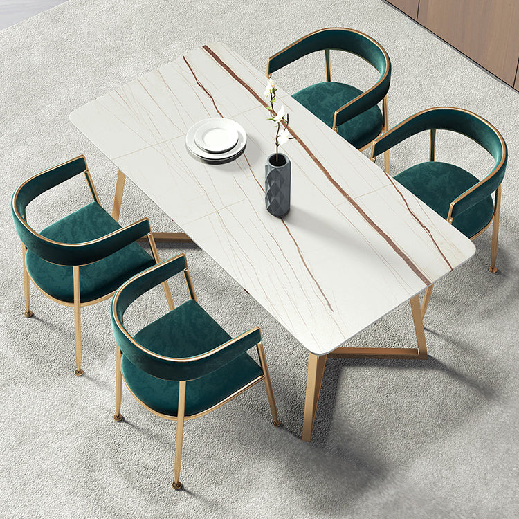 Metal Traditional Luxury Rectangle Table Sintered Stone Table with Sled Base Clearhalo ' dining_table' 'Dining Tables & Seating' 'Dining Tables' 'furn' 'furn_dining_table' 'Furniture' 'furniture_dining_table' 'Kitchen & Dining Furniture' 'kitchen&dining_furn' 'kitchen' 'kitchen_dining_table' 3816852