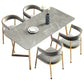 Metal Traditional Luxury Rectangle Table Sintered Stone Table with Sled Base Clearhalo ' dining_table' 'Dining Tables & Seating' 'Dining Tables' 'furn' 'furn_dining_table' 'Furniture' 'furniture_dining_table' 'Kitchen & Dining Furniture' 'kitchen&dining_furn' 'kitchen' 'kitchen_dining_table' 3816857