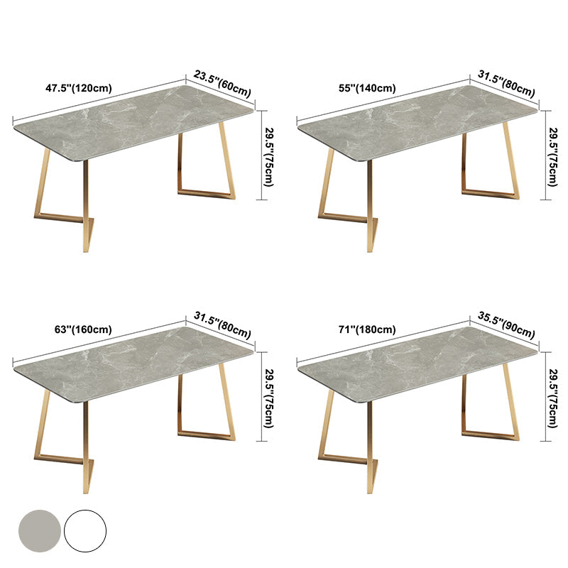 Metal Traditional Luxury Rectangle Table Sintered Stone Table with Sled Base Clearhalo ' dining_table' 'Dining Tables & Seating' 'Dining Tables' 'furn' 'furn_dining_table' 'Furniture' 'furniture_dining_table' 'Kitchen & Dining Furniture' 'kitchen&dining_furn' 'kitchen' 'kitchen_dining_table' 3816858