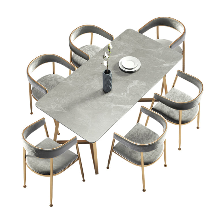 Metal Traditional Luxury Rectangle Table Sintered Stone Table with Sled Base Clearhalo ' dining_table' 'Dining Tables & Seating' 'Dining Tables' 'furn' 'furn_dining_table' 'Furniture' 'furniture_dining_table' 'Kitchen & Dining Furniture' 'kitchen&dining_furn' 'kitchen' 'kitchen_dining_table' 3816859