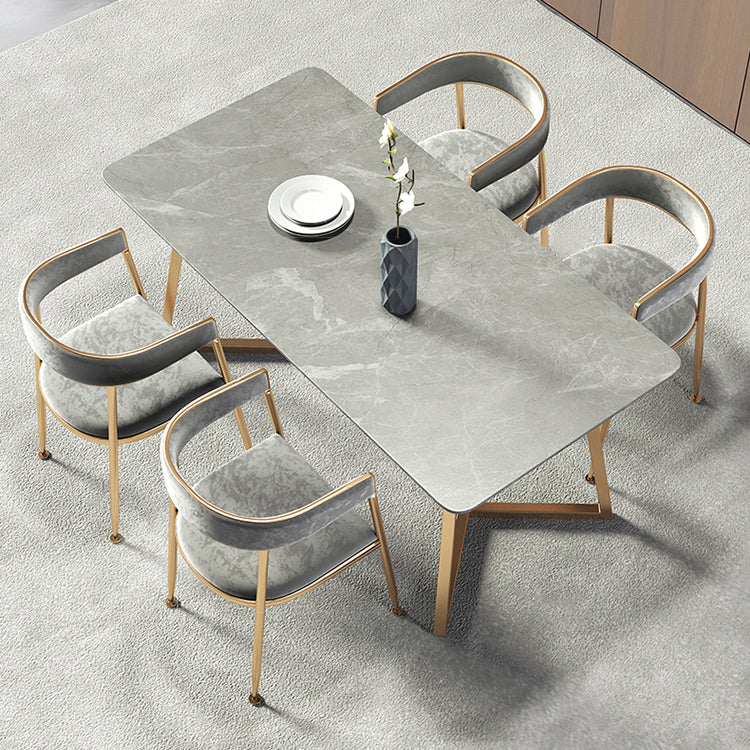 Metal Traditional Luxury Rectangle Table Sintered Stone Table with Sled Base Clearhalo ' dining_table' 'Dining Tables & Seating' 'Dining Tables' 'furn' 'furn_dining_table' 'Furniture' 'furniture_dining_table' 'Kitchen & Dining Furniture' 'kitchen&dining_furn' 'kitchen' 'kitchen_dining_table' 3816860
