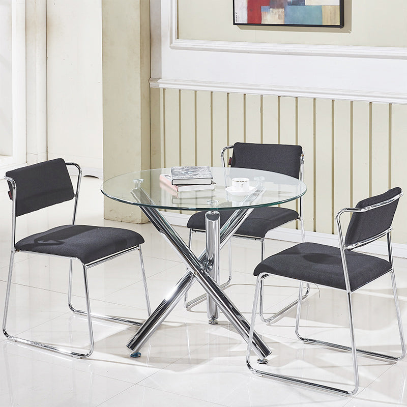 Round Shape Transparent Dining Table Glass Table Minimalist with 3 Legs Clearhalo ' dining_table' 'Dining Tables & Seating' 'Dining Tables' 'furn' 'furn_dining_table' 'Furniture' 'furniture_dining_table' 'Kitchen & Dining Furniture' 'kitchen&dining_furn' 'kitchen' 'kitchen_dining_table' 3816864