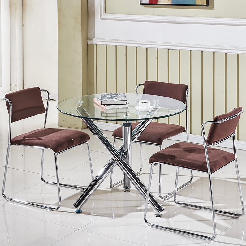 Round Shape Transparent Dining Table Glass Table Minimalist with 3 Legs Clearhalo ' dining_table' 'Dining Tables & Seating' 'Dining Tables' 'furn' 'furn_dining_table' 'Furniture' 'furniture_dining_table' 'Kitchen & Dining Furniture' 'kitchen&dining_furn' 'kitchen' 'kitchen_dining_table' 3816866