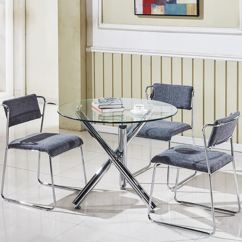 Round Shape Transparent Dining Table Glass Table Minimalist with 3 Legs Clearhalo ' dining_table' 'Dining Tables & Seating' 'Dining Tables' 'furn' 'furn_dining_table' 'Furniture' 'furniture_dining_table' 'Kitchen & Dining Furniture' 'kitchen&dining_furn' 'kitchen' 'kitchen_dining_table' 3816867