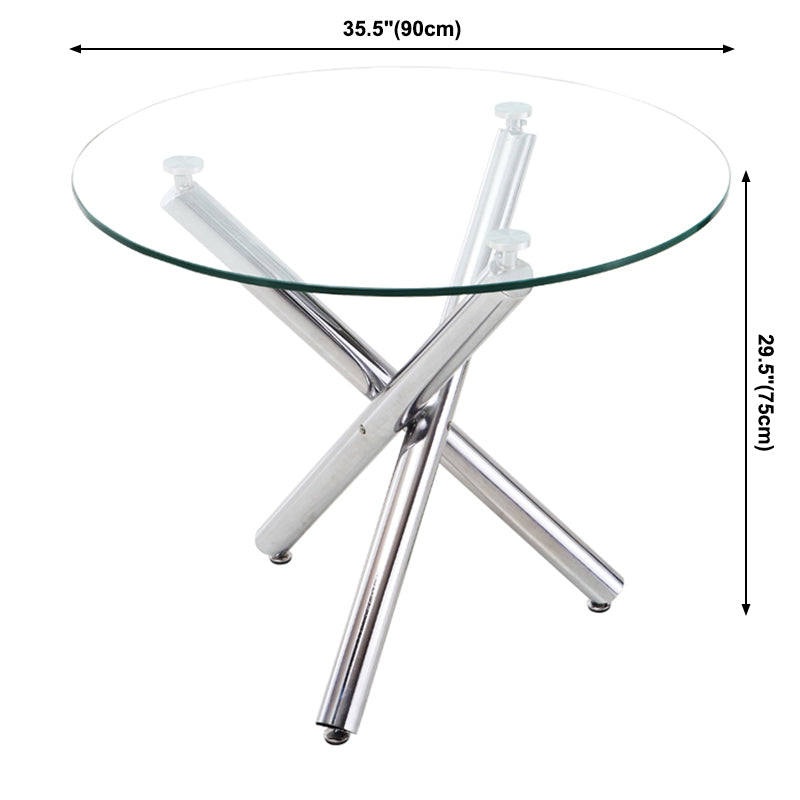 Round Shape Transparent Dining Table Glass Table Minimalist with 3 Legs Clearhalo ' dining_table' 'Dining Tables & Seating' 'Dining Tables' 'furn' 'furn_dining_table' 'Furniture' 'furniture_dining_table' 'Kitchen & Dining Furniture' 'kitchen&dining_furn' 'kitchen' 'kitchen_dining_table' 3816873