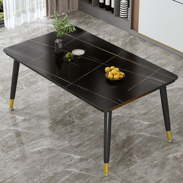 Contemporary Standard Sintered Stone Top Dining Table Rectangle Dining Table for Kitchen Black Without Chairs Clearhalo ' dining_table' 'Dining Tables & Seating' 'Dining Tables' 'furn' 'furn_dining_table' 'Furniture' 'furniture_dining_table' 'Kitchen & Dining Furniture' 'kitchen&dining_furn' 'kitchen' 'kitchen_dining_table' 3816877