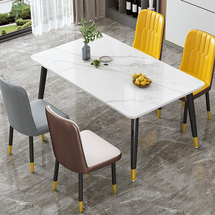 Contemporary Standard Sintered Stone Top Dining Table Rectangle Dining Table for Kitchen White Without Chairs Clearhalo ' dining_table' 'Dining Tables & Seating' 'Dining Tables' 'furn' 'furn_dining_table' 'Furniture' 'furniture_dining_table' 'Kitchen & Dining Furniture' 'kitchen&dining_furn' 'kitchen' 'kitchen_dining_table' 3816879