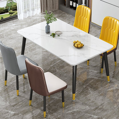 Contemporary Standard Sintered Stone Top Dining Table Rectangle Dining Table for Kitchen White Without Chairs Clearhalo ' dining_table' 'Dining Tables & Seating' 'Dining Tables' 'furn' 'furn_dining_table' 'Furniture' 'furniture_dining_table' 'Kitchen & Dining Furniture' 'kitchen&dining_furn' 'kitchen' 'kitchen_dining_table' 3816879
