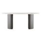 Oval Shape Modern Dining Table Two-Color Fixed Table with Double Pedestal White Without Chairs Clearhalo ' dining_table' 'Dining Tables & Seating' 'Dining Tables' 'furn' 'furn_dining_table' 'Furniture' 'furniture_dining_table' 'Kitchen & Dining Furniture' 'kitchen&dining_furn' 'kitchen' 'kitchen_dining_table' 3816892