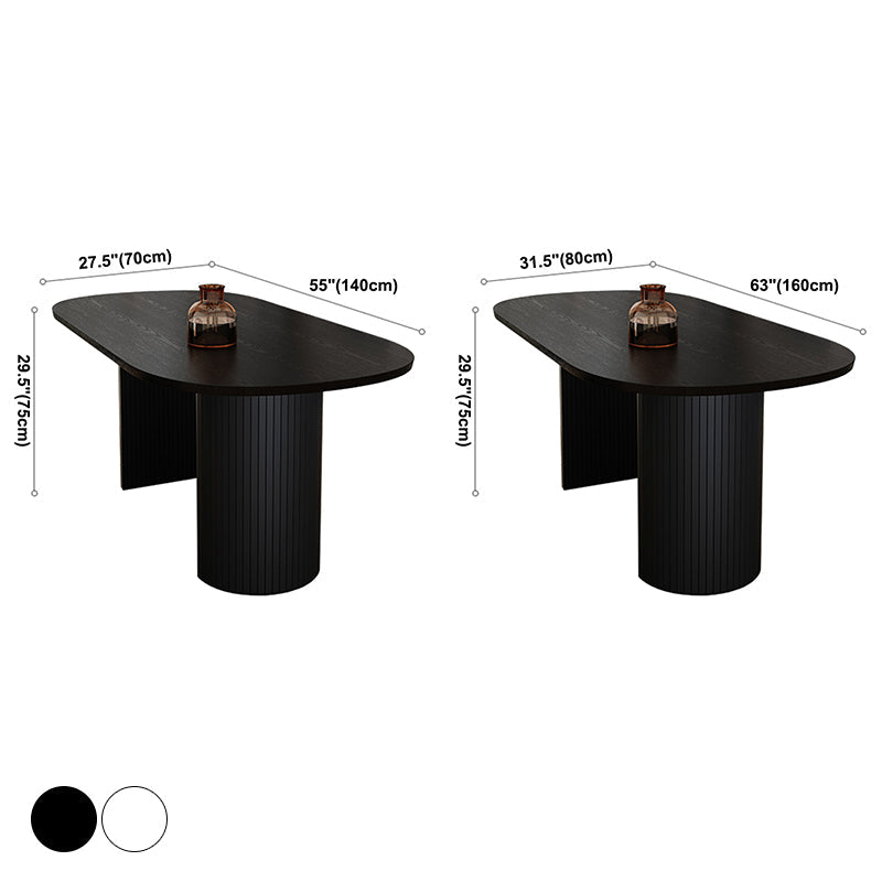 Oval Shape Modern Dining Table Two-Color Fixed Table with Double Pedestal Clearhalo ' dining_table' 'Dining Tables & Seating' 'Dining Tables' 'furn' 'furn_dining_table' 'Furniture' 'furniture_dining_table' 'Kitchen & Dining Furniture' 'kitchen&dining_furn' 'kitchen' 'kitchen_dining_table' 3816902