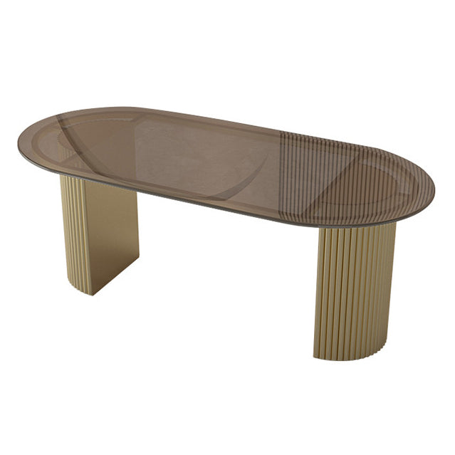 Oval Shape Two-Color Dining Table Simplicity Double Pedestal Table for Dining Room Black Without Chairs Clearhalo ' dining_table' 'Dining Tables & Seating' 'Dining Tables' 'furn' 'furn_dining_table' 'Furniture' 'furniture_dining_table' 'Kitchen & Dining Furniture' 'kitchen&dining_furn' 'kitchen' 'kitchen_dining_table' 3816905