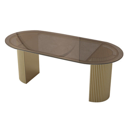 Oval Shape Two-Color Dining Table Simplicity Double Pedestal Table for Dining Room Black Without Chairs Clearhalo ' dining_table' 'Dining Tables & Seating' 'Dining Tables' 'furn' 'furn_dining_table' 'Furniture' 'furniture_dining_table' 'Kitchen & Dining Furniture' 'kitchen&dining_furn' 'kitchen' 'kitchen_dining_table' 3816905