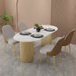 Oval Shape Two-Color Dining Table Simplicity Double Pedestal Table for Dining Room Clearhalo ' dining_table' 'Dining Tables & Seating' 'Dining Tables' 'furn' 'furn_dining_table' 'Furniture' 'furniture_dining_table' 'Kitchen & Dining Furniture' 'kitchen&dining_furn' 'kitchen' 'kitchen_dining_table' 3816906