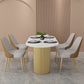 Oval Shape Two-Color Dining Table Simplicity Double Pedestal Table for Dining Room Clearhalo ' dining_table' 'Dining Tables & Seating' 'Dining Tables' 'furn' 'furn_dining_table' 'Furniture' 'furniture_dining_table' 'Kitchen & Dining Furniture' 'kitchen&dining_furn' 'kitchen' 'kitchen_dining_table' 3816908