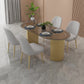 Oval Shape Two-Color Dining Table Simplicity Double Pedestal Table for Dining Room Clearhalo ' dining_table' 'Dining Tables & Seating' 'Dining Tables' 'furn' 'furn_dining_table' 'Furniture' 'furniture_dining_table' 'Kitchen & Dining Furniture' 'kitchen&dining_furn' 'kitchen' 'kitchen_dining_table' 3816918