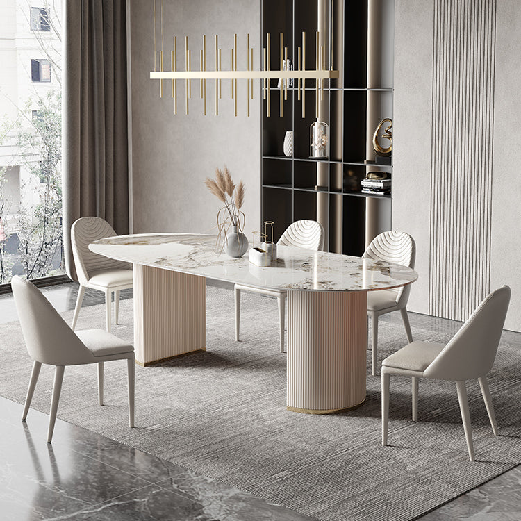 Metal Traditional Luxury Oval Dining Table Sintered Stone Table for Dining Room Clearhalo ' dining_table' 'Dining Tables & Seating' 'Dining Tables' 'furn' 'furn_dining_table' 'Furniture' 'furniture_dining_table' 'Kitchen & Dining Furniture' 'kitchen&dining_furn' 'kitchen' 'kitchen_dining_table' 3816921
