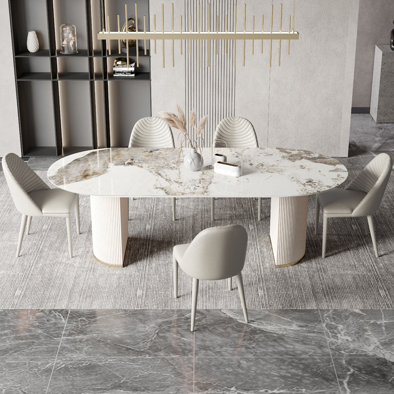 Metal Traditional Luxury Oval Dining Table Sintered Stone Table for Dining Room Clearhalo ' dining_table' 'Dining Tables & Seating' 'Dining Tables' 'furn' 'furn_dining_table' 'Furniture' 'furniture_dining_table' 'Kitchen & Dining Furniture' 'kitchen&dining_furn' 'kitchen' 'kitchen_dining_table' 3816922