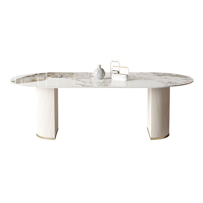 Metal Traditional Luxury Oval Dining Table Sintered Stone Table for Dining Room Without Chairs Clearhalo ' dining_table' 'Dining Tables & Seating' 'Dining Tables' 'furn' 'furn_dining_table' 'Furniture' 'furniture_dining_table' 'Kitchen & Dining Furniture' 'kitchen&dining_furn' 'kitchen' 'kitchen_dining_table' 3816924