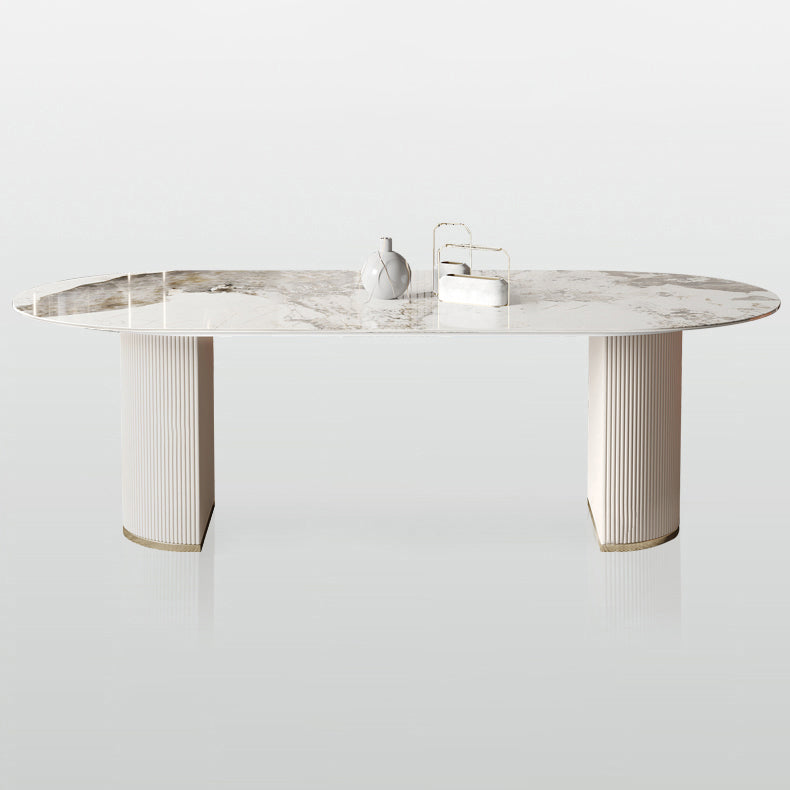 Metal Traditional Luxury Oval Dining Table Sintered Stone Table for Dining Room Clearhalo ' dining_table' 'Dining Tables & Seating' 'Dining Tables' 'furn' 'furn_dining_table' 'Furniture' 'furniture_dining_table' 'Kitchen & Dining Furniture' 'kitchen&dining_furn' 'kitchen' 'kitchen_dining_table' 3816930