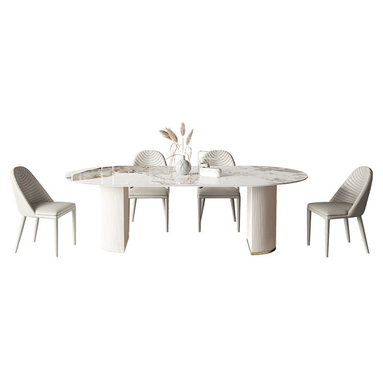 Metal Traditional Luxury Oval Dining Table Sintered Stone Table for Dining Room Clearhalo ' dining_table' 'Dining Tables & Seating' 'Dining Tables' 'furn' 'furn_dining_table' 'Furniture' 'furniture_dining_table' 'Kitchen & Dining Furniture' 'kitchen&dining_furn' 'kitchen' 'kitchen_dining_table' 3816931