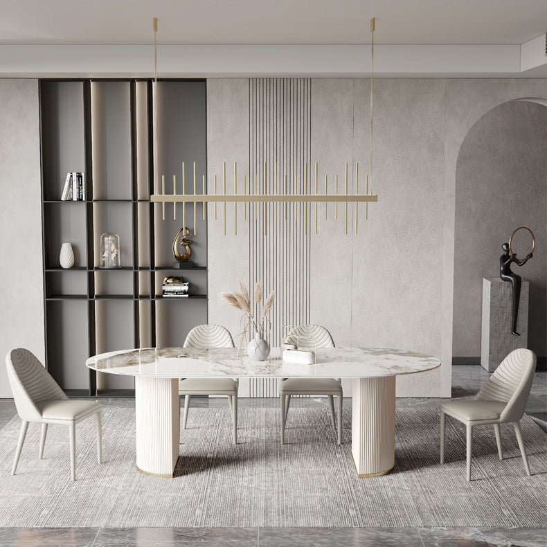 Metal Traditional Luxury Oval Dining Table Sintered Stone Table for Dining Room Clearhalo ' dining_table' 'Dining Tables & Seating' 'Dining Tables' 'furn' 'furn_dining_table' 'Furniture' 'furniture_dining_table' 'Kitchen & Dining Furniture' 'kitchen&dining_furn' 'kitchen' 'kitchen_dining_table' 3816932