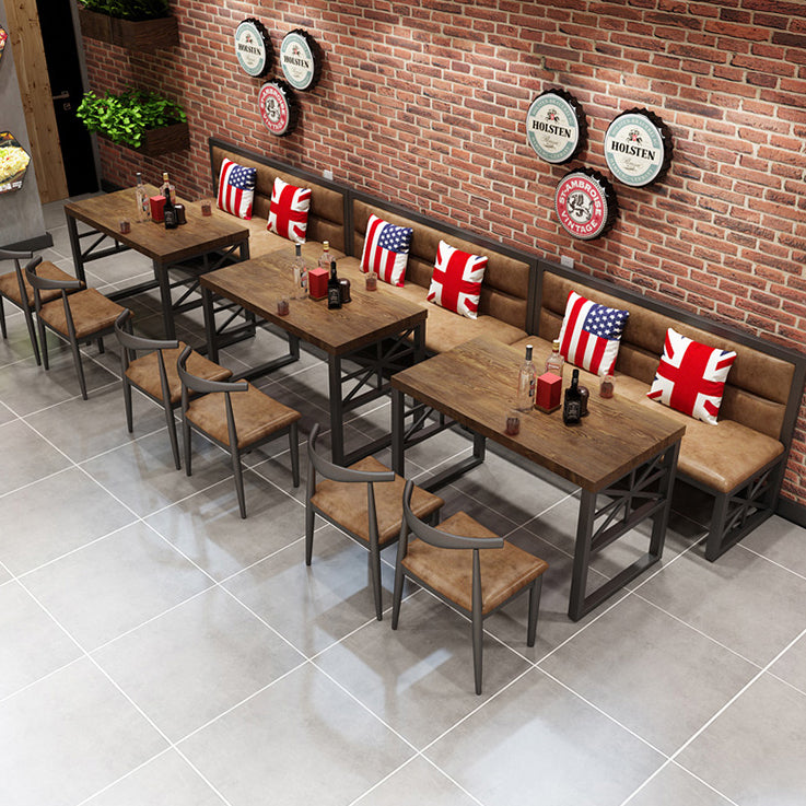 Industrial Solid Wood Dinner Room Kitchen Table Brown Trestle Base Table for Dinning Room Clearhalo ' dining_table' 'Dining Tables & Seating' 'Dining Tables' 'furn' 'furn_dining_table' 'Furniture' 'furniture_dining_table' 'Kitchen & Dining Furniture' 'kitchen&dining_furn' 'kitchen' 'kitchen_dining_table' 3816951