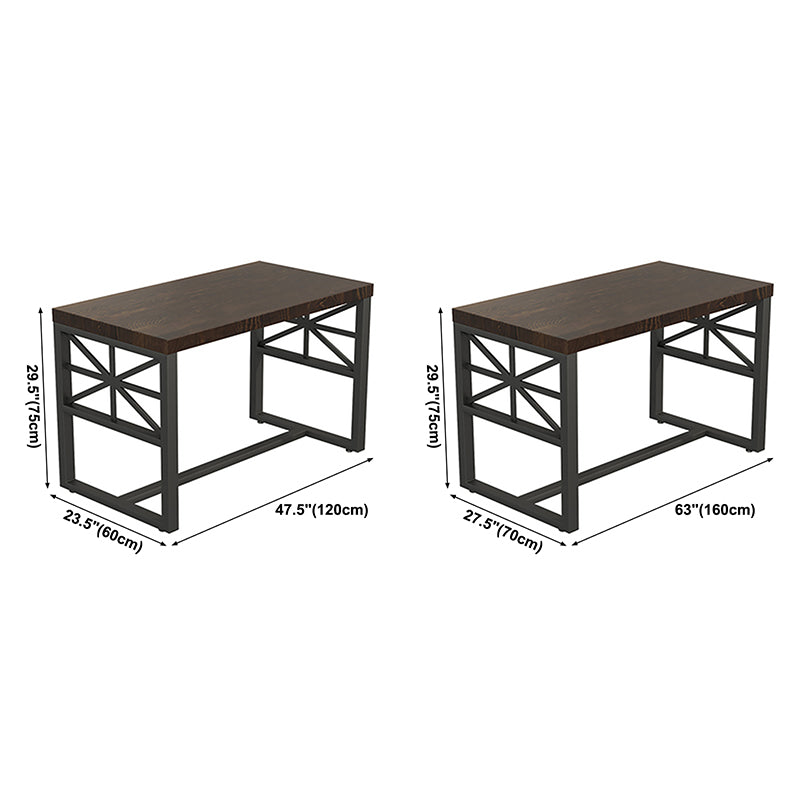 Industrial Solid Wood Dinner Room Kitchen Table Brown Trestle Base Table for Dinning Room Clearhalo ' dining_table' 'Dining Tables & Seating' 'Dining Tables' 'furn' 'furn_dining_table' 'Furniture' 'furniture_dining_table' 'Kitchen & Dining Furniture' 'kitchen&dining_furn' 'kitchen' 'kitchen_dining_table' 3816953