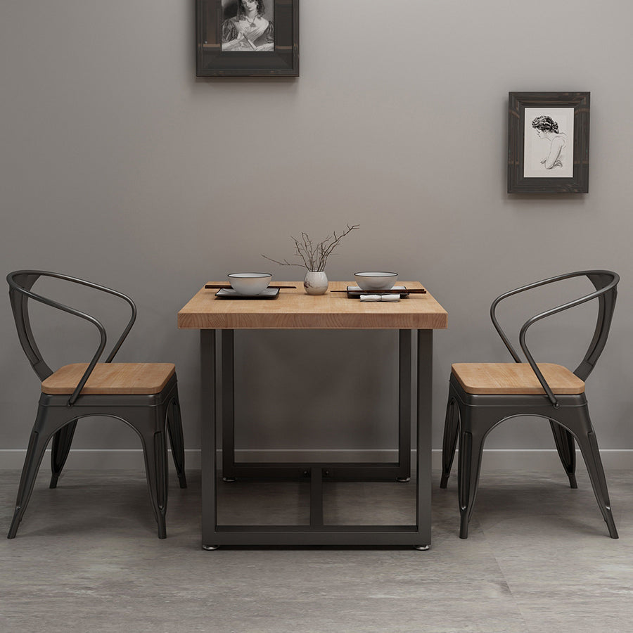 Industrial Solid Wood Dinner Room Kitchen Table Brown Square Table with Black Frame for Dinning Room Clearhalo ' dining_table' 'Dining Tables & Seating' 'Dining Tables' 'furn' 'furn_dining_table' 'Furniture' 'furniture_dining_table' 'Kitchen & Dining Furniture' 'kitchen&dining_furn' 'kitchen' 'kitchen_dining_table' 3816973