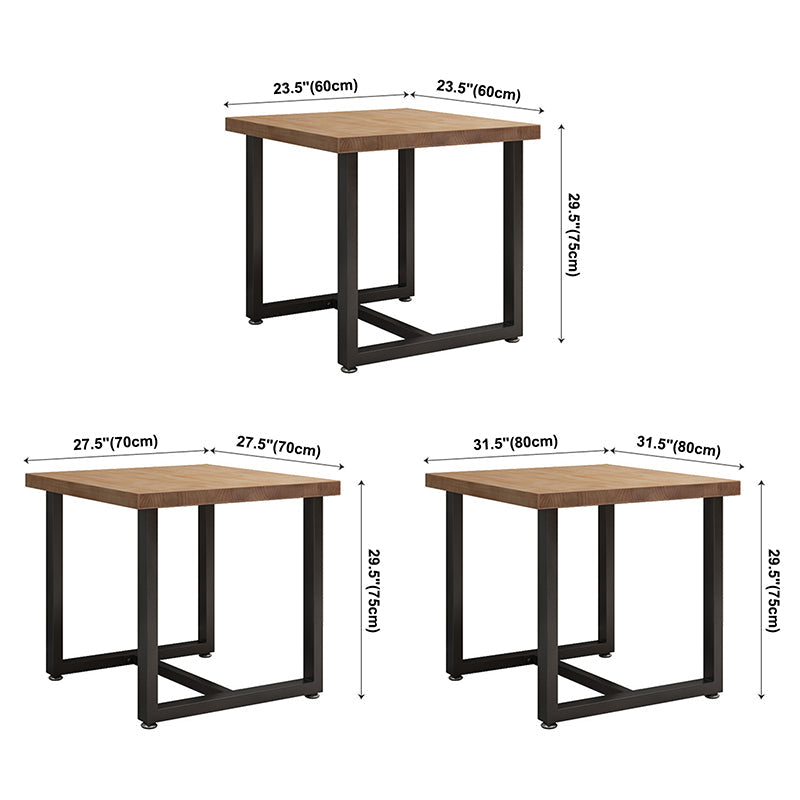 Industrial Solid Wood Dinner Room Kitchen Table Brown Square Table with Black Frame for Dinning Room Clearhalo ' dining_table' 'Dining Tables & Seating' 'Dining Tables' 'furn' 'furn_dining_table' 'Furniture' 'furniture_dining_table' 'Kitchen & Dining Furniture' 'kitchen&dining_furn' 'kitchen' 'kitchen_dining_table' 3816981