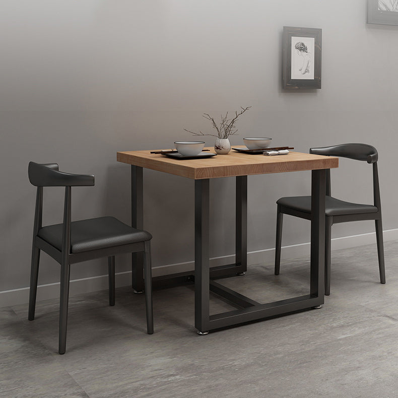 Industrial Solid Wood Dinner Room Kitchen Table Brown Square Table with Black Frame for Dinning Room Clearhalo ' dining_table' 'Dining Tables & Seating' 'Dining Tables' 'furn' 'furn_dining_table' 'Furniture' 'furniture_dining_table' 'Kitchen & Dining Furniture' 'kitchen&dining_furn' 'kitchen' 'kitchen_dining_table' 3816982