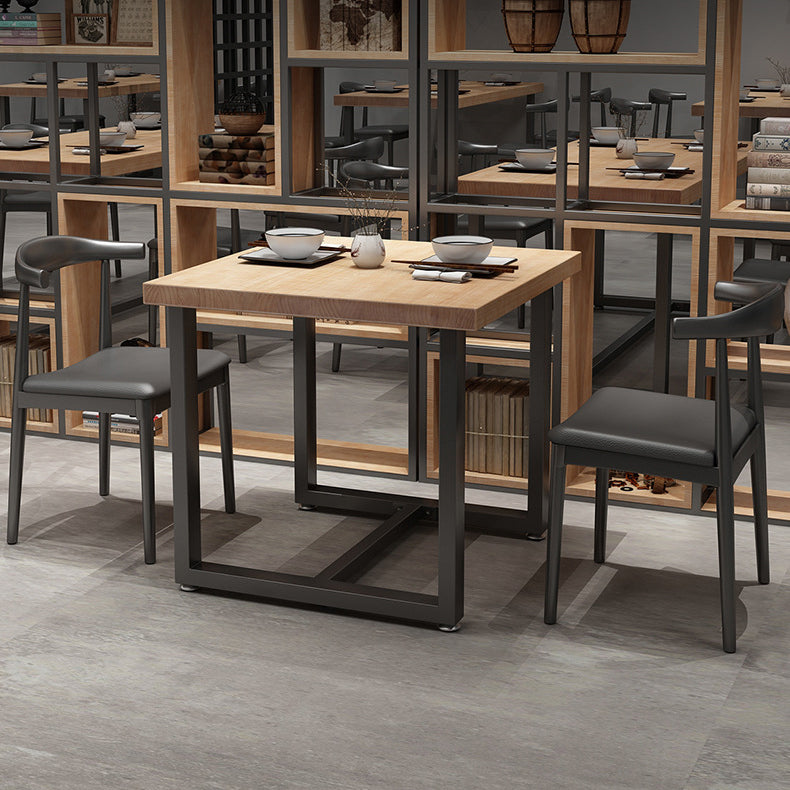 Industrial Solid Wood Dinner Room Kitchen Table Brown Square Table with Black Frame for Dinning Room Clearhalo ' dining_table' 'Dining Tables & Seating' 'Dining Tables' 'furn' 'furn_dining_table' 'Furniture' 'furniture_dining_table' 'Kitchen & Dining Furniture' 'kitchen&dining_furn' 'kitchen' 'kitchen_dining_table' 3816983