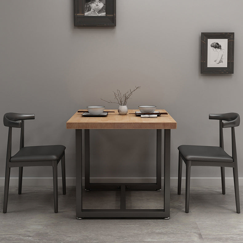Industrial Solid Wood Dinner Room Kitchen Table Brown Square Table with Black Frame for Dinning Room Clearhalo ' dining_table' 'Dining Tables & Seating' 'Dining Tables' 'furn' 'furn_dining_table' 'Furniture' 'furniture_dining_table' 'Kitchen & Dining Furniture' 'kitchen&dining_furn' 'kitchen' 'kitchen_dining_table' 3816984