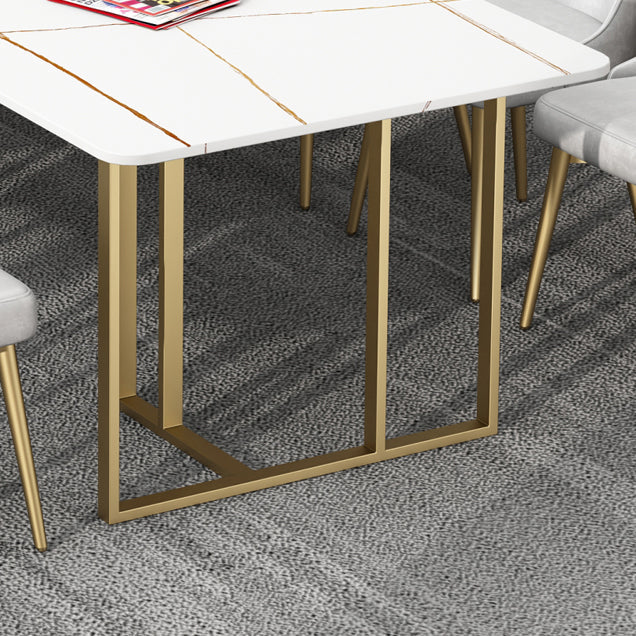 Minimalist Rectangle Shape Dining Table Sintered Stone Standard Dining Table for Kitchen Clearhalo ' dining_table' 'Dining Tables & Seating' 'Dining Tables' 'furn' 'furn_dining_table' 'Furniture' 'furniture_dining_table' 'Kitchen & Dining Furniture' 'kitchen&dining_furn' 'kitchen' 'kitchen_dining_table' 3817026