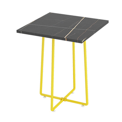 Industrial Sintered Stone Dinner Room Table Black Top Table with Yellow Frame for Dinning Room 23.6"L x 23.6"W x 27.6"H Without Chairs Clearhalo ' dining_table' 'Dining Tables & Seating' 'Dining Tables' 'furn' 'furn_dining_table' 'Furniture' 'furniture_dining_table' 'Kitchen & Dining Furniture' 'kitchen&dining_furn' 'kitchen' 'kitchen_dining_table' 3817032