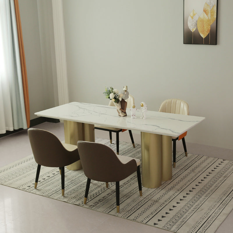 Metal Traditional Luxury Rectangle Indoor Table Sintered Stone Table for Home Clearhalo ' dining_table' 'Dining Tables & Seating' 'Dining Tables' 'furn' 'furn_dining_table' 'Furniture' 'furniture_dining_table' 'Kitchen & Dining Furniture' 'kitchen&dining_furn' 'kitchen' 'kitchen_dining_table' 3817047