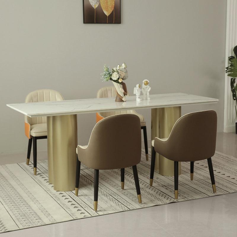 Metal Traditional Luxury Rectangle Indoor Table Sintered Stone Table for Home Clearhalo ' dining_table' 'Dining Tables & Seating' 'Dining Tables' 'furn' 'furn_dining_table' 'Furniture' 'furniture_dining_table' 'Kitchen & Dining Furniture' 'kitchen&dining_furn' 'kitchen' 'kitchen_dining_table' 3817048
