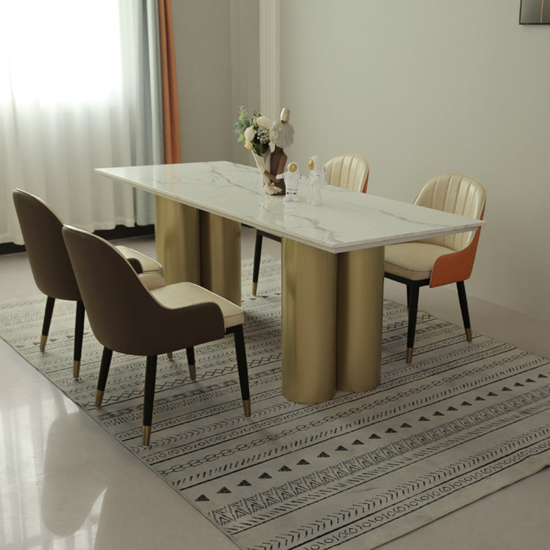 Metal Traditional Luxury Rectangle Indoor Table Sintered Stone Table for Home Clearhalo ' dining_table' 'Dining Tables & Seating' 'Dining Tables' 'furn' 'furn_dining_table' 'Furniture' 'furniture_dining_table' 'Kitchen & Dining Furniture' 'kitchen&dining_furn' 'kitchen' 'kitchen_dining_table' 3817049