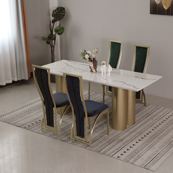 Metal Traditional Luxury Rectangle Indoor Table Sintered Stone Table for Home Clearhalo ' dining_table' 'Dining Tables & Seating' 'Dining Tables' 'furn' 'furn_dining_table' 'Furniture' 'furniture_dining_table' 'Kitchen & Dining Furniture' 'kitchen&dining_furn' 'kitchen' 'kitchen_dining_table' 3817054