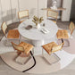 Modern Style Sintered Stone Dining Table Single Pedestal Base Round Table for Home,35.4"L x 29.5"H Clearhalo ' dining_table' 'Dining Tables & Seating' 'Dining Tables' 'furn' 'furn_dining_table' 'Furniture' 'furniture_dining_table' 'Kitchen & Dining Furniture' 'kitchen&dining_furn' 'kitchen' 'kitchen_dining_table' 3817083