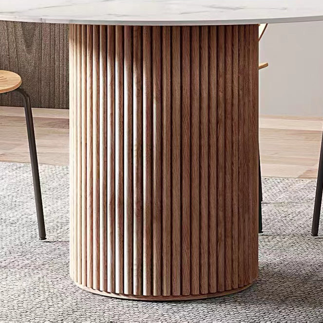 Modern Style Sintered Stone Dining Table Single Pedestal Base Round Table for Home,35.4"L x 29.5"H Clearhalo ' dining_table' 'Dining Tables & Seating' 'Dining Tables' 'furn' 'furn_dining_table' 'Furniture' 'furniture_dining_table' 'Kitchen & Dining Furniture' 'kitchen&dining_furn' 'kitchen' 'kitchen_dining_table' 3817087