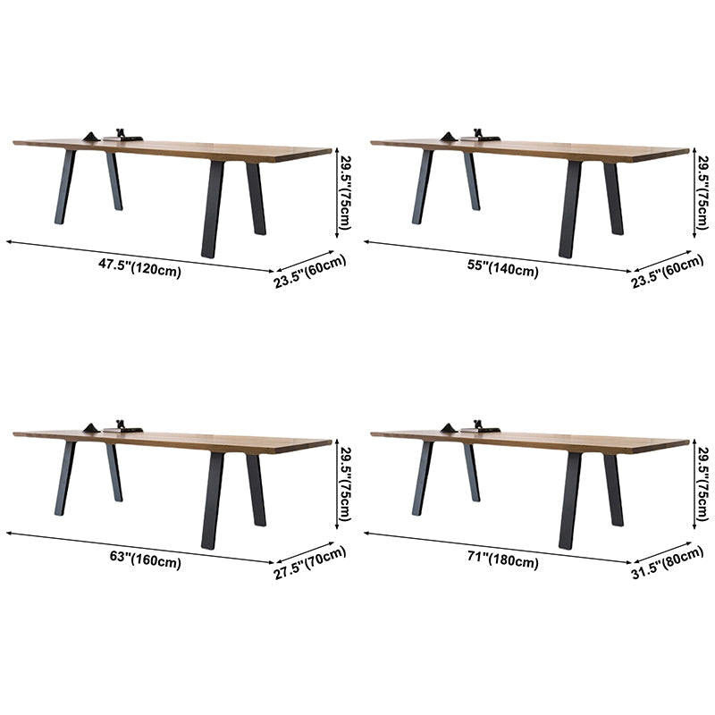 Industrial Brown Rectangle Dining Table Solid Wood Standard Dining Table with 4 Legs Base Clearhalo ' dining_table' 'Dining Tables & Seating' 'Dining Tables' 'furn' 'furn_dining_table' 'Furniture' 'furniture_dining_table' 'Kitchen & Dining Furniture' 'kitchen&dining_furn' 'kitchen' 'kitchen_dining_table' 3817097