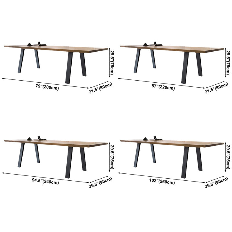 Industrial Brown Rectangle Dining Table Solid Wood Standard Dining Table with 4 Legs Base Clearhalo ' dining_table' 'Dining Tables & Seating' 'Dining Tables' 'furn' 'furn_dining_table' 'Furniture' 'furniture_dining_table' 'Kitchen & Dining Furniture' 'kitchen&dining_furn' 'kitchen' 'kitchen_dining_table' 3817098
