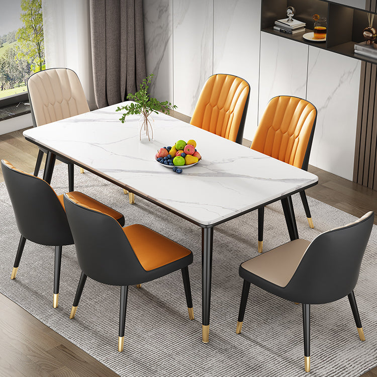 Simple Kitchen Standard Dining Table Sintered Stone Rectangle Dining Table with 4 Legs Base Clearhalo ' dining_table' 'Dining Tables & Seating' 'Dining Tables' 'furn' 'furn_dining_table' 'Furniture' 'furniture_dining_table' 'Kitchen & Dining Furniture' 'kitchen&dining_furn' 'kitchen' 'kitchen_dining_table' 3817131